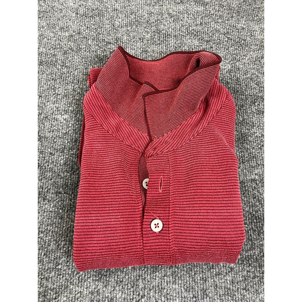 Tommy Bahama Mens Large Bordeux Striped Polo Shirt Short Sleeve - Picture 7 of 7